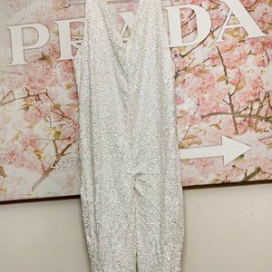 White Sequin Sleeveless Jumpsuit